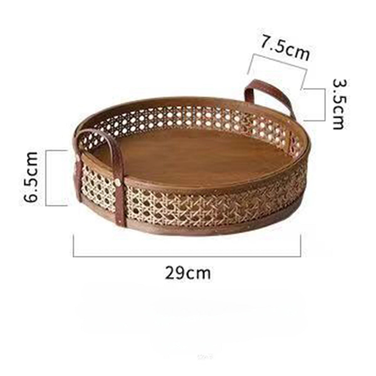Bandeja de Rattan com Alças de Couro