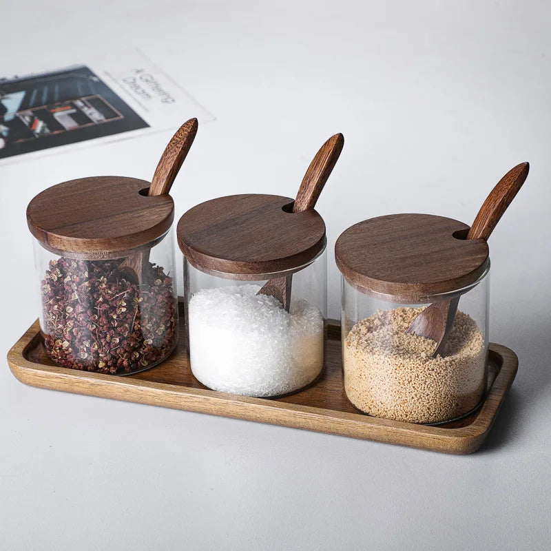 Kit 3 Potes de Vidro para Temperos