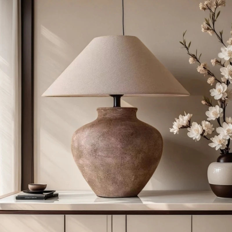 Luminária de Mesa Japonesa de Cerâmica