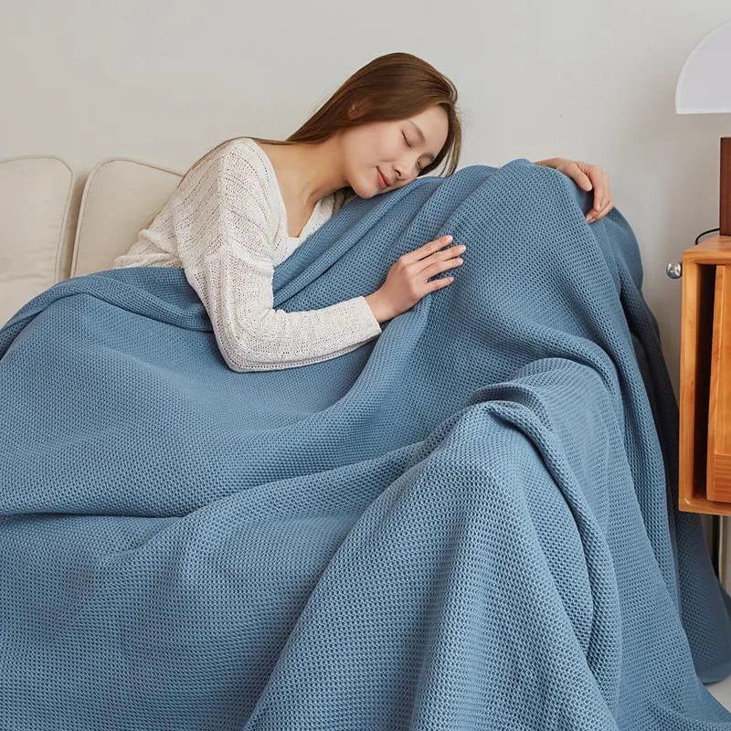 Manta de Tricô de Algodão para Cama