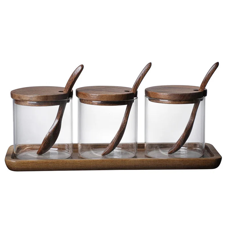 Kit 3 Potes de Vidro para Temperos